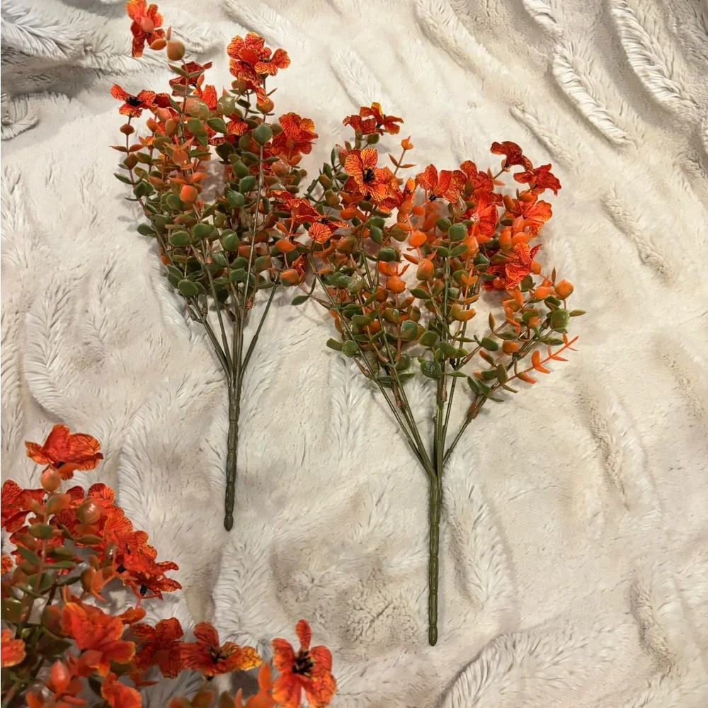 40 Stems - Orange Decorative Faux Flowers